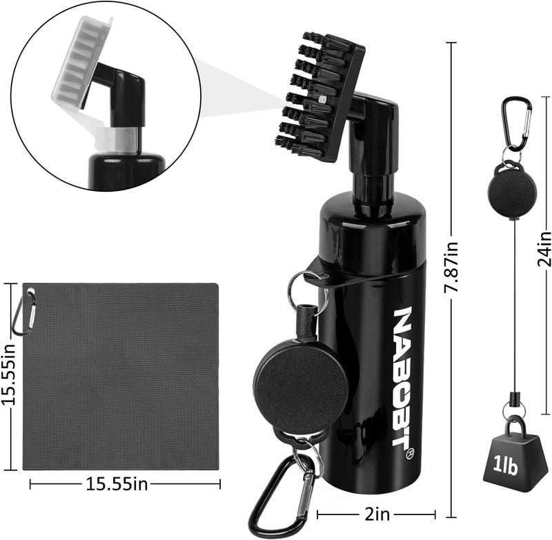 nabobt Golf Towel and Brush Set, Premium Golf Towel(16x16 inch) & Club Brush Cleaner with Retainer Clip and Squeeze Water Bottle, Essentials Golf Accessories for Men - Image 5